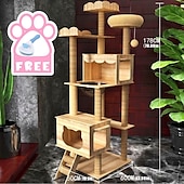 cheap Cat Trees-70 Inches Cat Tree/Cat Tree House and Towers for Large Cat/Cat Climbing Tree with Cat Condo/Cat Tree Scratching Post/Multi-Level Large Cat Tree