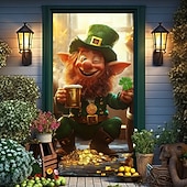 cheap Saint Patrick's Day-Saint Patrick's Day Door Decorations Door Covers Shamrocks Gnome Door Tapestry Door Curtain Decoration Backdrop Indoor/Outdoor Door Banner for Front Door Farmhouse