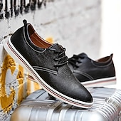 cheap Semi-Formal-Men&#039;s Casual Lace-Up Shoes – Vibrant Faux Leather Upper, Lightweight Design, Non-Slip Sole, Perfect for Everyday Wear and Summer Outings