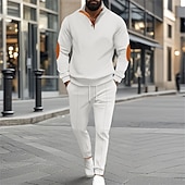 cheap Basic Tracksuits-Men&#039;s Sweatshirt Tracksuit Sweatsuit Black White Blue Khaki Gray Standing Collar Color Block 2 Piece Sports &amp; Outdoor Daily Holiday Polyester Streetwear Basic Casual Spring &amp;  Fall Clothing Apparel