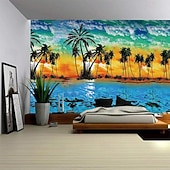 Χαμηλού Κόστους Ταπισερί Ωκεανικής Παραλίας-Καλοκαιρινές Φοινικιές Κρεμαστή Ταπισερί Τέχνης Τοίχου Μεγάλη Ταπισερί Μωσαϊκό Διακόσμηση Φωτογραφίας Φόντο Κουβέρτα Κουρτίνα Σπίτι Υπνοδωμάτιο Σαλονάκι Διακόσμηση