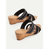 tanie Sandały damskie-eleganckie sandały damskie typu slip-on z błyszczącymi paskami – wygodne sandały na grubym obcasie na imprezy, wesela i specjalne okazje