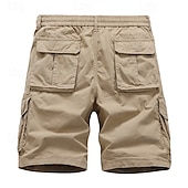 cheap Classic-Men&#039;s Cargo Shorts Shorts Summer Shorts Drawstring Elastic Waist Multi Pocket Plain Comfort Wearable Knee Length Outdoor Sport Daily Fashion Casual Black Yellow