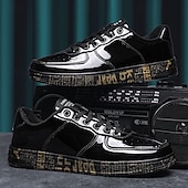 economico Casuale-sneakers da uomo in metallo dorato con suola stampata - scarpe casual eleganti per feste, streetwear e ballo