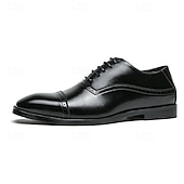 levne Formální-pánské hnědé oxfordky z umělé kůže – klasický brogue design se zapínáním na šněrování pro formální obchodní a svatební příležitosti
