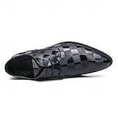 economico Formale-scarpe oxford da uomo in similpelle con motivo a scacchi neri - scarpe eleganti con lacci per lavoro, matrimoni e occasioni speciali