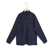 economico Polo classica da uomo-Per uomo Camicia di Velluto a Coste Polo con zip Sport all&#039;Aperto Casuale Collo Alto Colletto Mao Manica Lunga Moda Essenziale Semplice Zip a un quarto Inverno Primavera &amp; Autunno Autunno &amp; Inverno