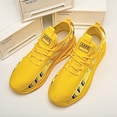 economico Scarpe da Corsa per Uomini-Per uomo Sneakers Tessitura Volante Confortevole Antiscivolo Mocassino Nero Bianco Giallo