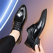 economico Formale-scarpe eleganti da uomo oxford nere e marroni con texture coccodrillo - scarpe formali in similpelle per lavoro, matrimoni e feste