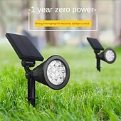 abordables Projecteurs extérieurs-Projecteur solaire d&#039;extérieur à LED super lumineux, interrupteur réglable, éclairage de paysage étanche, lampe solaire à 18 LED pour jardin, arbre, étang, piscine et cour, éclairage décoratif au sol