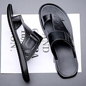 cheap Outdoor Sandals-Men&#039;s Geometric Embossed Open-Toe Sandals – Adjustable Strap Design for Casual Beach and Summer Wear