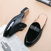 levne Neformální-pánské mokasíny ze sametu a lakované kůže – nazouvací design s ozdobnou mašlí pro formální a večerní události
