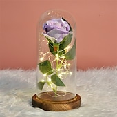 cheap Novelties-Galaxy Rose Lamps Simulated Rose 24k Gold Foil Rose Glass Led Light Light Up Rose In Glass Gift for Valentine&#039;s Day