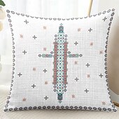 cheap Vintage Style-Vintage Decorative Toss Pillows Cover 1PC Vintage Ethiopian Cross Print Soft Square Couch Cushion Case Pillowcase for Bedroom Livingroom Sofa Chair