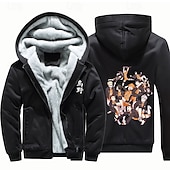 cheap Cartoon &amp; Movie Character Graphic-Haikyuu Hoodie Outerwear Sherpa Jacket Anime Graphic For Couple&#039;s Men&#039;s Women&#039;s Adults&#039; Masquerade Hot Stamping Casual Daily