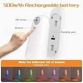 billige sensor nattlys-led smart bevegelsessensor nattlys 8 farger usb oppladbart toalettsetelys for hjemme soverom gang wc belysning dekorasjon 1/2 stk