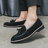 Χαμηλού Κόστους Ημιεπίσημο-ανδρικά σουέτ loafers με λεπτομέρεια φούντας – κομψά casual slip-on παπούτσια με λευκές σωληνώσεις, άνετα παπούτσια για καθημερινή χρήση και ημιεπίσημες εκδηλώσεις