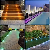 cheap Ground Lights-Recessed LED Deck Light 16 RGB Colors/4 Lighting Modes Timing RF Remote Control IP67 Waterproof LED in Ground Lights for Outdoor Yard Garden Stair Patio Pool Deck Kitchen 10Pack
