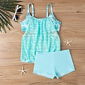 billiga One Pieces &amp; Tankinis-Dam Tankini Tvådelad baddräkt Spets Badkläder Badkläder Svart Rodnande Rosa Andningsfunktion Snabb tork Lättvikt Ärmlös - Simmning Surfing Strand Sommar Vår Plusstorlekar