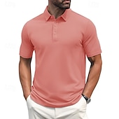 preiswerte Klassisches Poloshirt für Herren-Herren Golfhemd Golf Poloshirts Arbeit Casual Kargen Kurzarm Basic Modern Glatt Knopf Frühling Sommer Regular Fit Hellgelb Wein Pfauenblau Dunkelgrau Schwarz Weiß Golfhemd