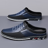 abordables Sabots et mules-Homme Sabots et mules Cuir PU Confortable Antidérapantes Mocassins Noir Bleu Marron