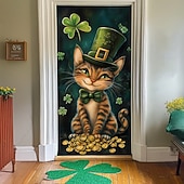 cheap Saint Patrick's Day-Saint Patrick's Day Door Decorations Door Covers Shamrock Gold Coins Door Tapestry Door Curtain Decoration Backdrop Indoor/Outdoor Door Banner for Front Door Farmhouse