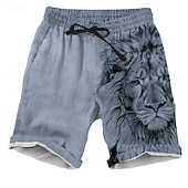 economico Animali &amp; Uccelli-Per uomo Leone Stampa animal Pantaloncini Pantaloncini da spiaggia Pantaloncini casual Vita normale Streetwear Retrò vintage Esterno Per eventi Abbigliamento di strada A cordoncino Vita elastica Con