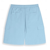 baratos Clássico-Homens Bermuda Cargo Calção Shorts de linho Shorts de verão Shorts de praia Com Cordão Cintura elástica Bolso multi Tecido Comprimento do joelho Praia Havaiana Casual Preto Branco Sem Elasticidade