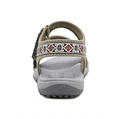 abordables Sandales Confort-sandales de sport bleues pour femmes avec sangles réglables et motif géométrique – chaussures de marche d&#039;extérieur confortables pour la randonnée, les voyages et les vêtements décontractés