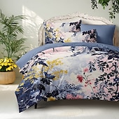 billiga 100% bomull-blommönster påslakanset set mjukt 3-delat lyxigt sängset i bomull heminredning present tvilling hel king queen size påslakan