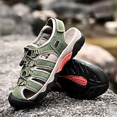 voordelige Buitensandalen-Heren outdoor wandelsandalen - ademend gesloten teenontwerp, verstelbare vetersluitingen, antislipzool, comfortabele zomerschoenen voor trekking en kamperen