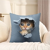 billiga djurstil-dekorativt kuddfodral söt kattunge peekaboo grafisk 1 st mjukt fyrkantigt kuddfodral örngott för sovrum vardagsrum soffa soffstol