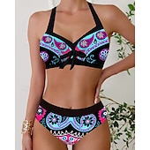 abordables Maillots une pièce et tankinis-Femme Tankini Maillot De Bain Deux Pièces Dos Nu Col en V Maillots de Bain Maillots de Bain Rose Claire Bleu Respirable Séchage rapide Poids Léger Sans Manches - Natation Surf Plage Eté Printemps