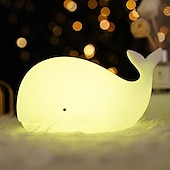 economico Lucine notturne per bambini e neonati-Luce notturna a forma di balena in silicone morbido - lampada da notte per bambini ricaricabile tramite USB, regalo perfetto per bambini e amici