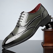 cheap Formal-Men&#039;s Multicolor Patent Leather Oxford Shoes – Wingtip Brogue Design, Formal Lace-Up Dress Shoes for Weddings and Business Events