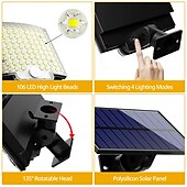 cheap Outdoor Wall Lights-Outdoor Solar Solar Flood Lights Wall Light 106 LED Beads Motion Sensor Remote Control Safe IP65 Waterproof Balcony Courtyard Garden Garage Lighting 1pc