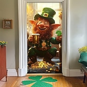 cheap Saint Patrick's Day-Saint Patrick's Day Door Decorations Door Covers Shamrocks Gnome Door Tapestry Door Curtain Decoration Backdrop Indoor/Outdoor Door Banner for Front Door Farmhouse