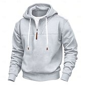 cheap Basic Hoodies-Men&#039;s Hoodie Quarter Zip Hoodie Black White Red Navy Blue Khaki Hooded Plain Sports &amp; Outdoor Daily Holiday Streetwear Cool Casual Spring &amp;  Fall Clothing Apparel Hoodies Sweatshirts