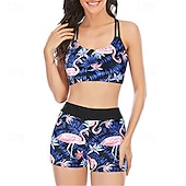 voordelige One Pieces &amp; Tankinis-Dames Tankini Tweedelig zwempak Blote rug Kruiselings Zwemkleding Flora Zwemkleding Rood Koningsblauw Ademend Sneldrogend Lichtgewicht Mouwloos - Zwemmen Surfen Strand Zomer Lente