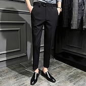levne Štíhlý-Pánské Oblekové Kalhoty Kalhoty chinos Knoflíky Kapsy Pevná barva Pohodlné Po kotníky Formální Párty Práce Módní Klasický styl Černá Khaki Lehce elastické