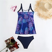 billiga One Pieces &amp; Tankinis-Dam Baddräkt V-ringad Badkläder Badkläder Purpur Grön Andningsfunktion Snabb tork Lättvikt Ärmlös - Simmning Surfing Strand Sommar Vår Plusstorlekar