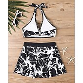 abordables Maillots une pièce et tankinis-Femme Tankini Maillot De Bain Deux Pièces Dos Nu Maillots de Bain Floral Maillots de Bain Noir Jaune Respirable Séchage rapide Poids Léger Sans Manches - Natation Surf Plage Eté Printemps