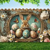 cheap Holiday Tapestries-Hanging Tapestry Eggs Bunny Wall Art Large Tapestry Mural Decor Photograph Backdrop Blanket Curtain Home Bedroom Living Room Decoration