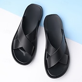 abordables sandalias de exterior-Sandalias marrones con tiras cruzadas sin cordones para hombre: diseño liviano y cómodo para la playa y el uso informal en verano