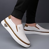 preiswerte Sneaker für Herren-weiße Slipper für Herren – leichte Kunstlederschuhe mit gepolsterter Sohle für Freizeit und Alltag