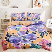 economico 100% cotone-Set copripiumino serie tropicale floreale 100% cotone, set da 3 pezzi per un&#039;estate morbida sulla pelle e di lunga durata