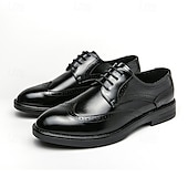 preiswerte Formell-Herren-Oxford-Schuhe im Brogue-Stil mit Flügelkappe aus Kunstleder – klassisches Schnürdesign für formelle Anlässe, Business und Hochzeiten