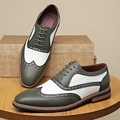 abordables Officiel-chaussures oxford en similicuir marron et blanc pour hommes – détails brogue à bout golf, chaussures habillées vintage pour mariages, affaires et occasions spéciales