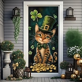 cheap Saint Patrick's Day-Saint Patrick's Day Door Decorations Door Covers Shamrock Gold Coins Door Tapestry Door Curtain Decoration Backdrop Indoor/Outdoor Door Banner for Front Door Farmhouse