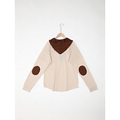 preiswerte Basic-T-Shirts-Herren T Shirt T-Shirt Langarmshirt Langarm Mit Kapuze Herbst Frühling &amp; Herbst Farbblock Schmale Falten Mode Designer Basic Schnürung Patchwork Urlaub Straße Lässig Schwarz Armeegrün Beige Top